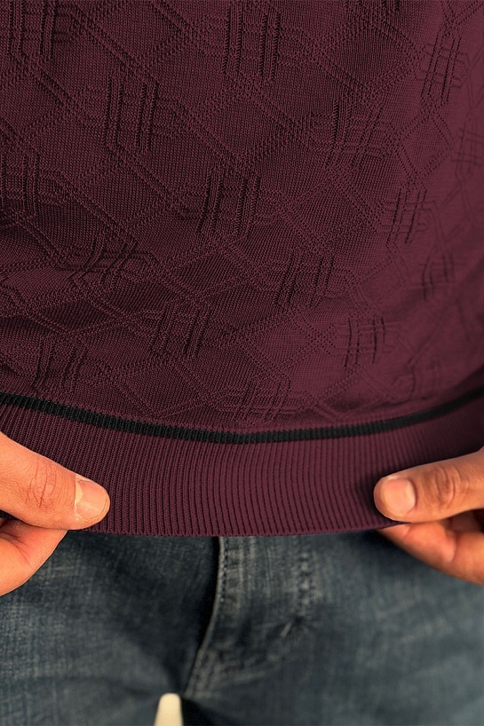 Бордовое поло с длинным рукавом Stefano Ricci zip-up