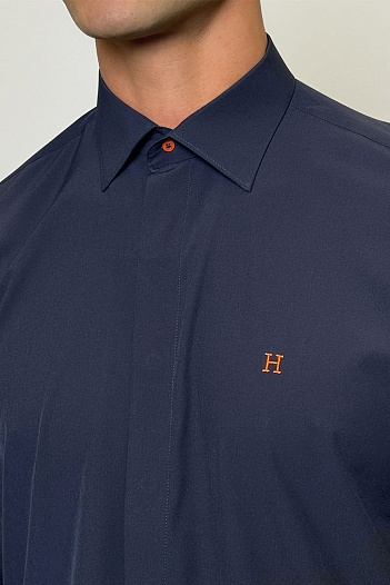 Мужская рубашка Hermes H embroidered - Navy   