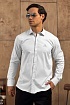 Мужская белая рубашка Loro Piana logo-embroidered