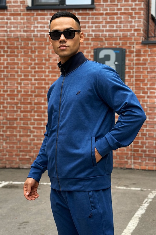 Мужская синяя кофта Brioni logo-embroidered