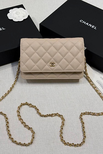 Кожаная сумка Chanel Wallet on Chain premium 19x12x4 см   