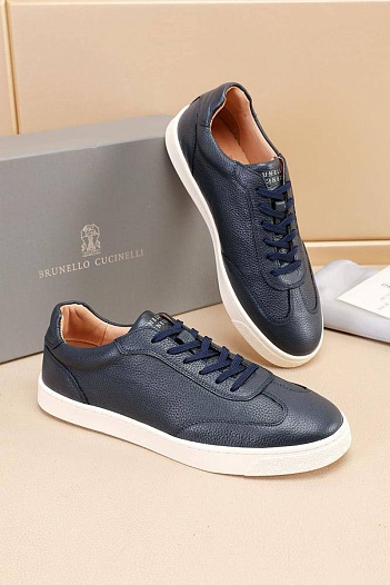Кожаные кроссовки Brunello Cucinelli low-top - Navy   