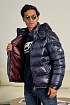 Тёмно-синий пуховик Moncler Maya logo-patch