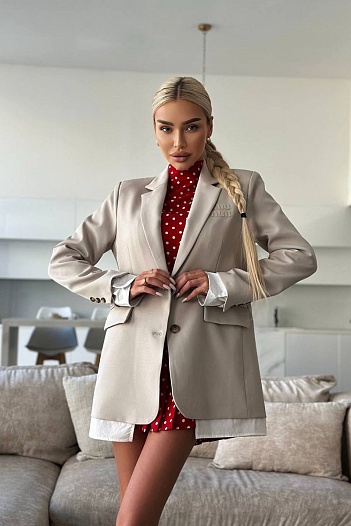 Женский пиджак MIU MIU бежевого цвета   