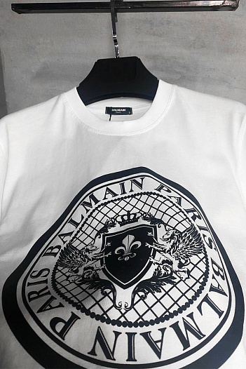 Белая оверсайз футболка Balmain Medallion logo-print   