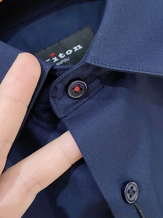 Мужская тёмно-синяя рубашка Kiton premium