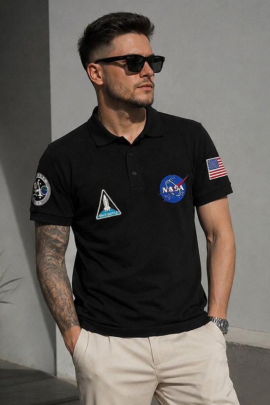 Мужское поло Balenciaga NASA multi-patch