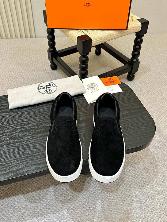 Мужские замшевые слипоны Hermes Kiddy - Black