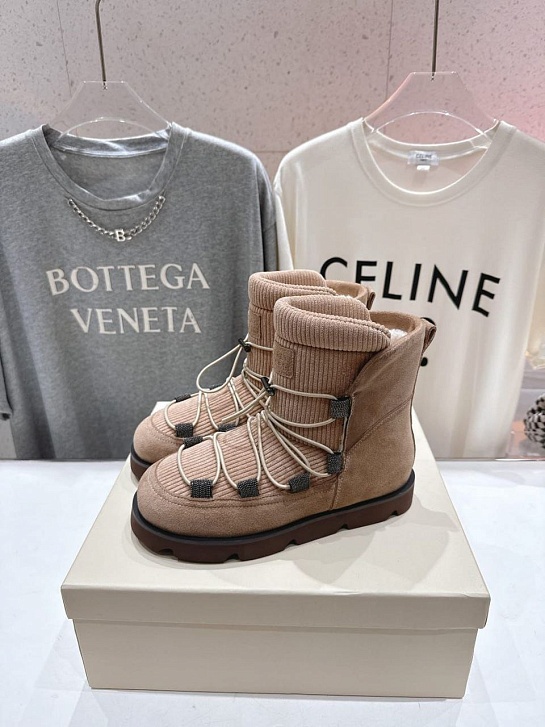 Женские ботинки с мехом Brunello Cucinelli premium - Beige