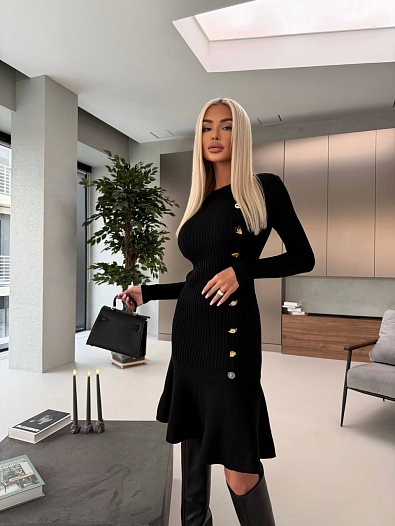 Женское трикотажное платье Schiaparelli premium - Black   