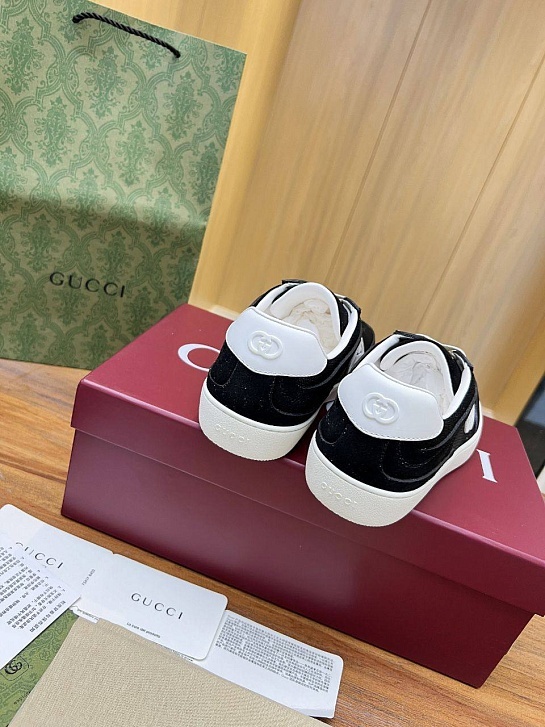 Женские замшевые кеды Gucci Premium - Black
