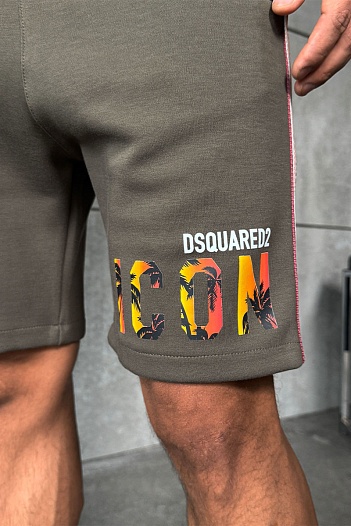 Мужские зелёные шорты Dsquared2 Icon tropical   