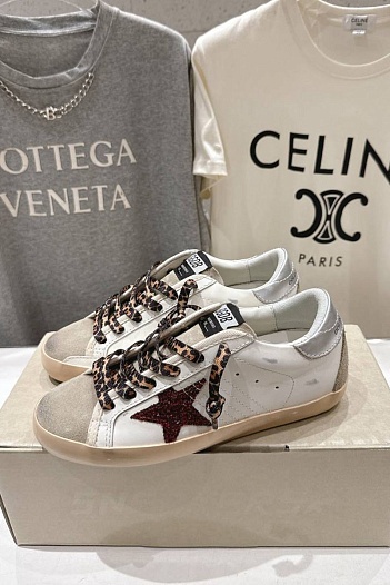 Женские кожаные кроссовки Golden Goose Super Star premium   