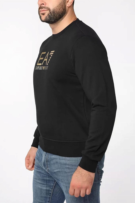 Мужской чёрный свитшот Emporio Armani 7 logo-print