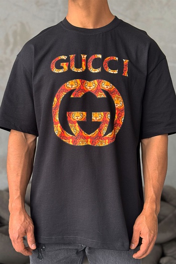 Оверсайз футболка Gucci чёрного цвета   