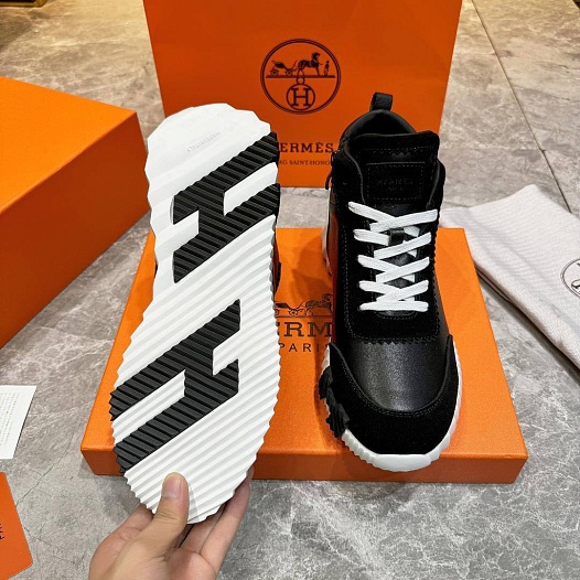 Кроссовки с мехом Hermes Bouncing high-top - Black / White   