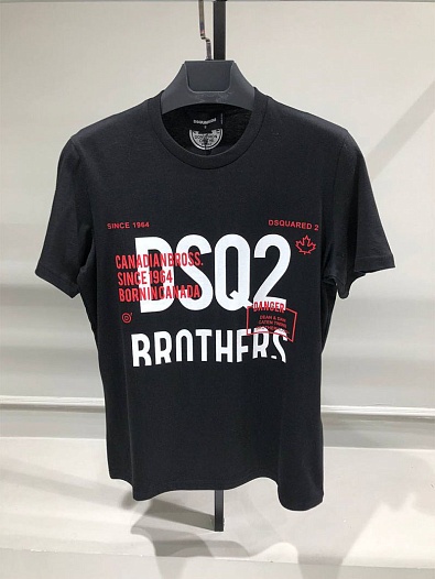 Мужская чёрная футболка Dsquared2 Brothers   