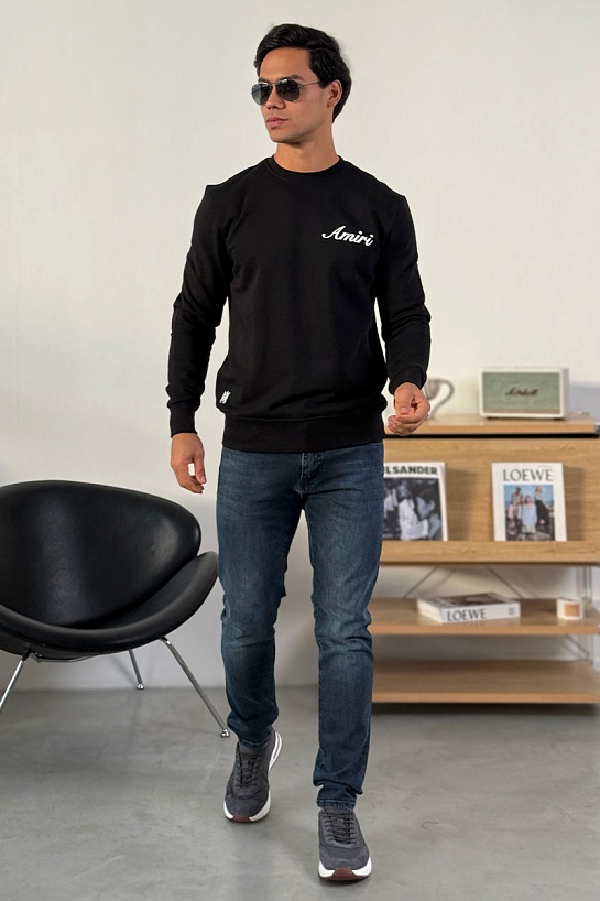 Мужской чёрный свитшот Amiri script embroidery
