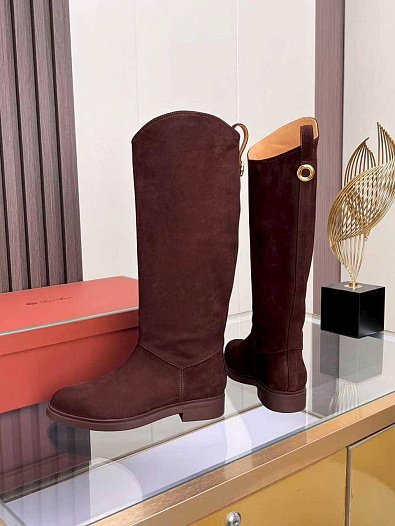 Женские замшевые сапоги Loro Piana premium - Red   