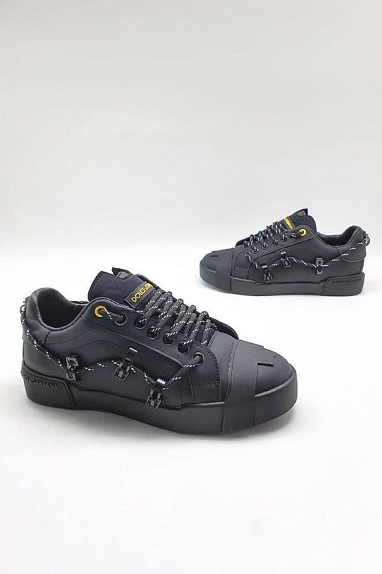 Женские кожаные кроссовки Dolce & Gabbana чёрного цвета
