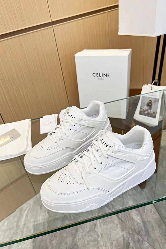 Женские кожаные кроссовки Celine - White