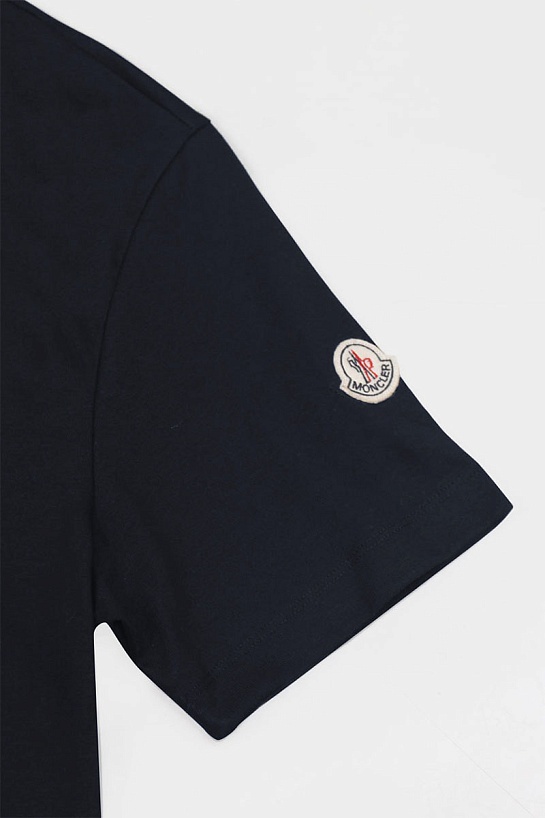 Мужская тёмно-синяя футболка Moncler logo-patch
