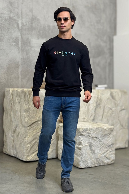 Мужской чёрный свитшот Givenchy multicolor logo