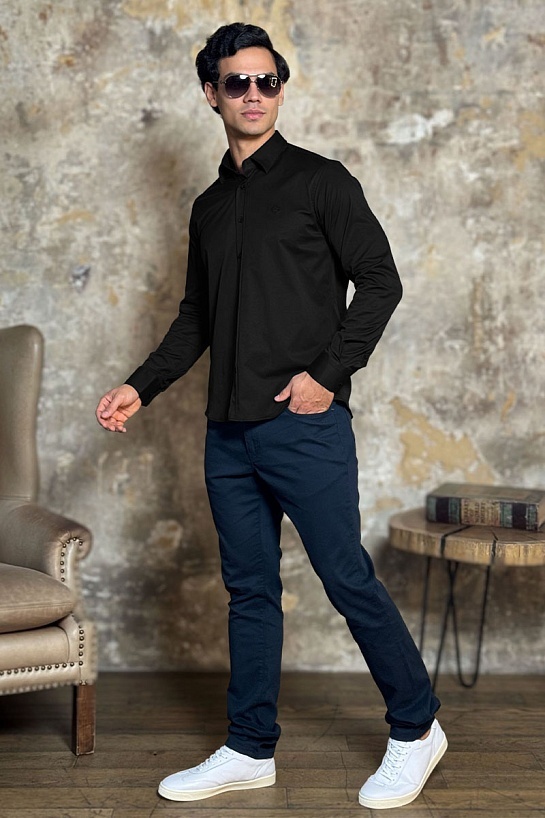 Мужская рубашка Loro Piana чёрного цвета