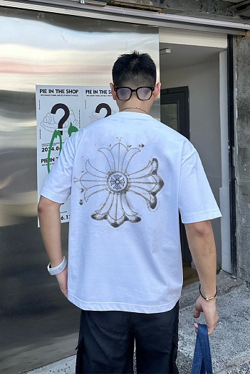 Белая оверсайз футболка Chrome Hearts Premium   