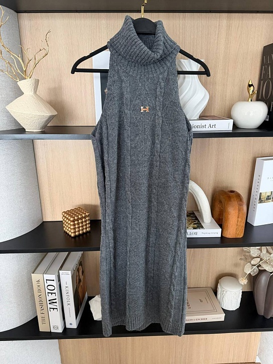 Женское вязаное платье Hermes Premium - Grey