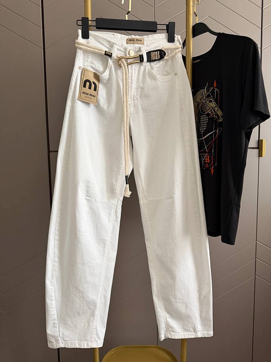 Женские джинсы белого цвета MIU MIU premium