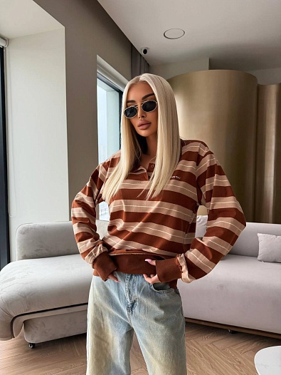 Женское поло с длинным рукавом MIU MIU premium   