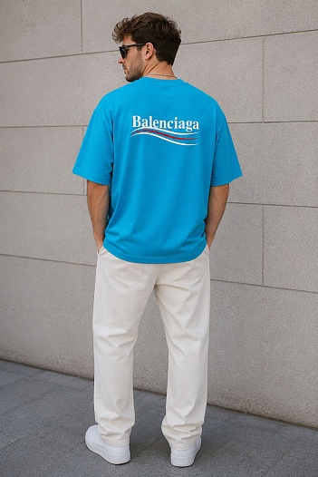 Синяя оверсайз футболка Balenciaga   