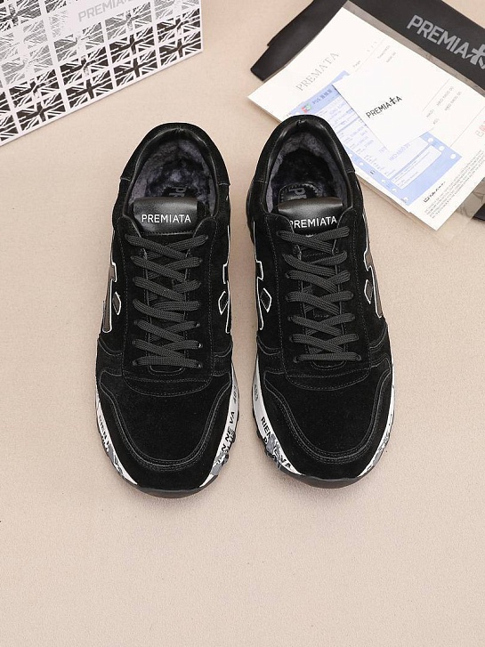Замшевые кроссовки с мехом Premiata low-top - Black
