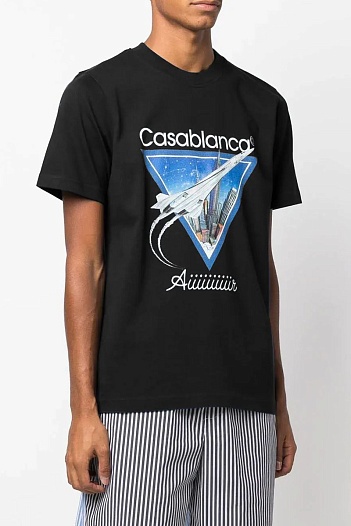 Чёрная футболка Casablanca Aiiiiiir logo-print   