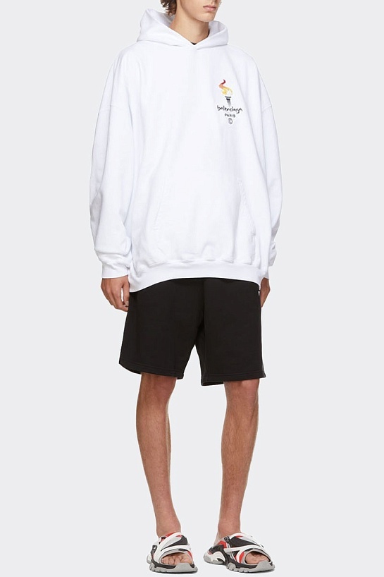 Оверсайз худи Balenciaga Paris Olympics Flame embroidered-logo