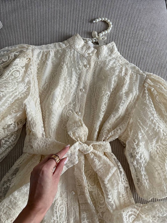 Женское кружевное платье Zimmermann premium белого цвета