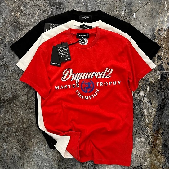 Мужская чёрная футболка Dsquared2 Master Trophy logo-print