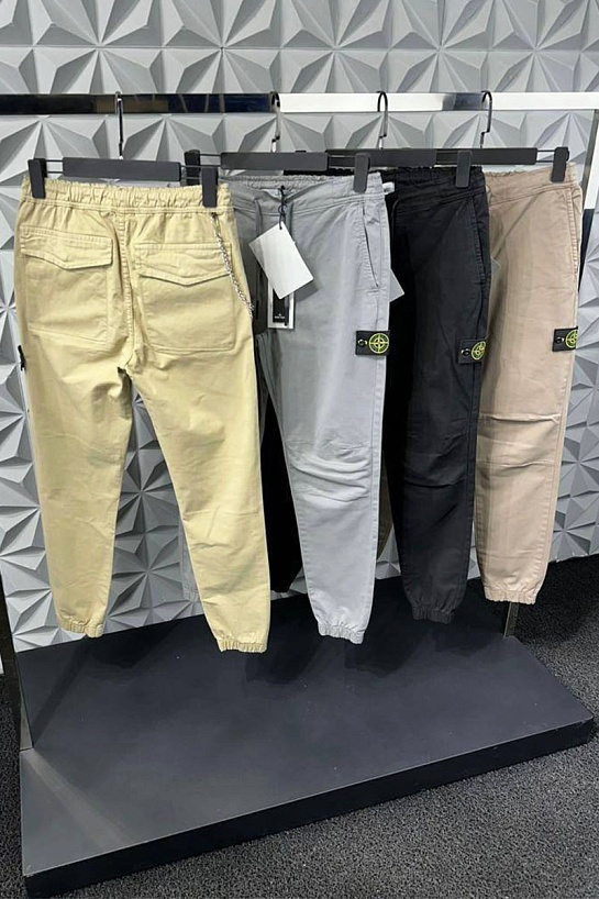 Мужские бежевые джоггеры Stone Island compass-patch