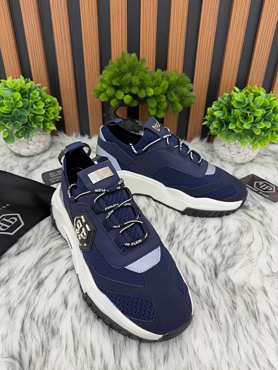 Комбинированные кроссовки Philipp Plein Predator - Navy   