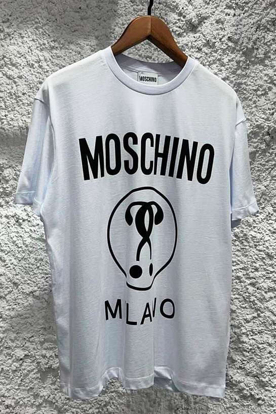 Белая оверсайз футболка Moschino Double Question Mark Logo