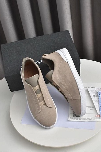 Бежевые кроссовки Ermenegildo Zegna Triple Stitch Canvas   