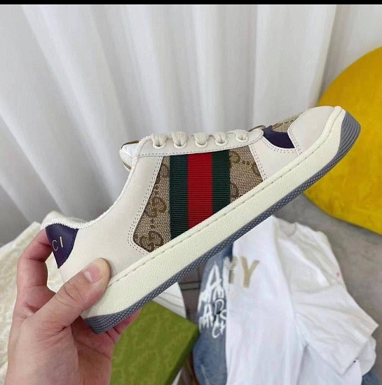 Кожаные кроссовки Gucci GG Screener - White
