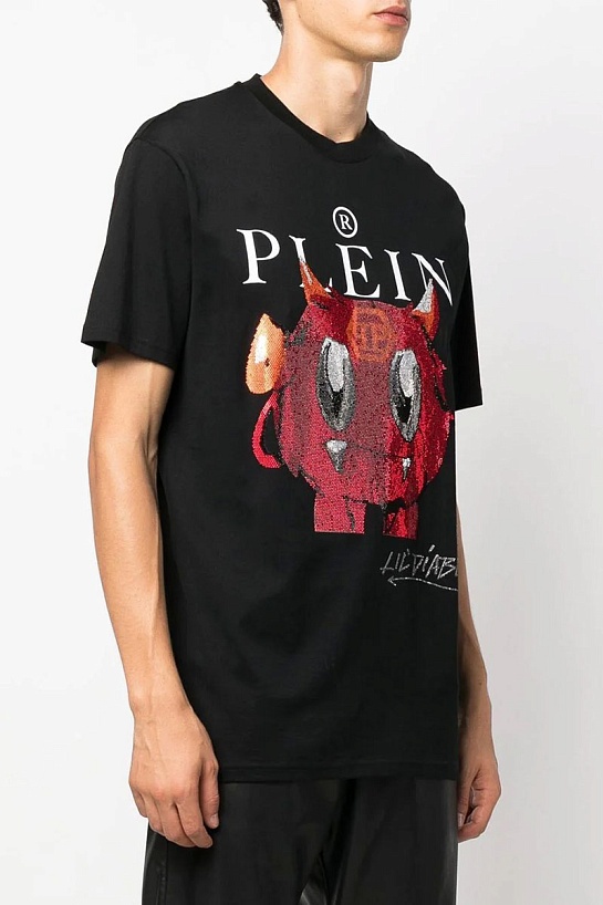 Чёрная футболка со стразами Philipp Plein Lil Diablo