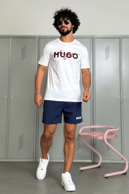 Футболка белого цвета Hugo Boss Dakaishi double logo