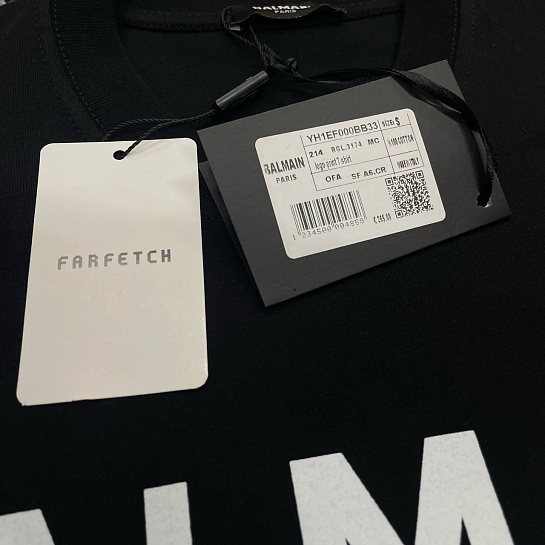 Футболка чёрного цвета Balmain Paris logo-print