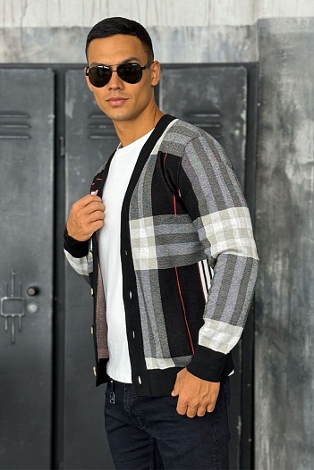 Мужской чёрный кардиган Burberry Vintage Check   