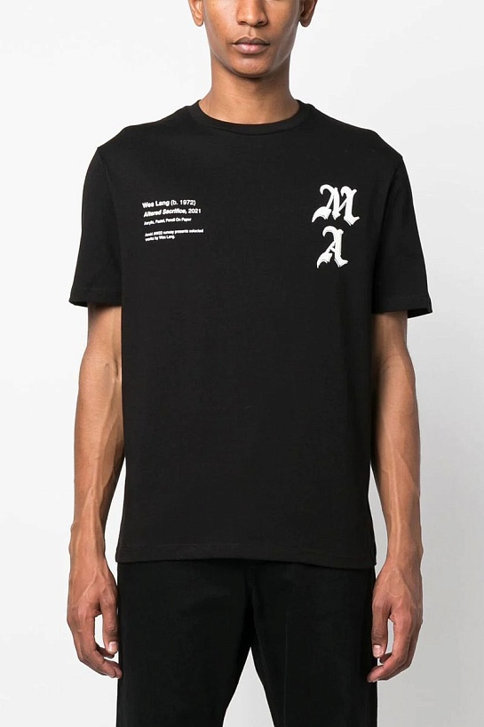 Чёрная оверсайз футболка Amiri x Wes Lang Checker Skull