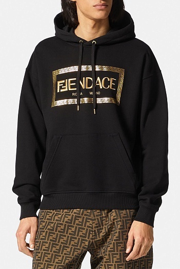 Чёрная мужская кофта Collaboration Fendi x Versace Fendace Logo   