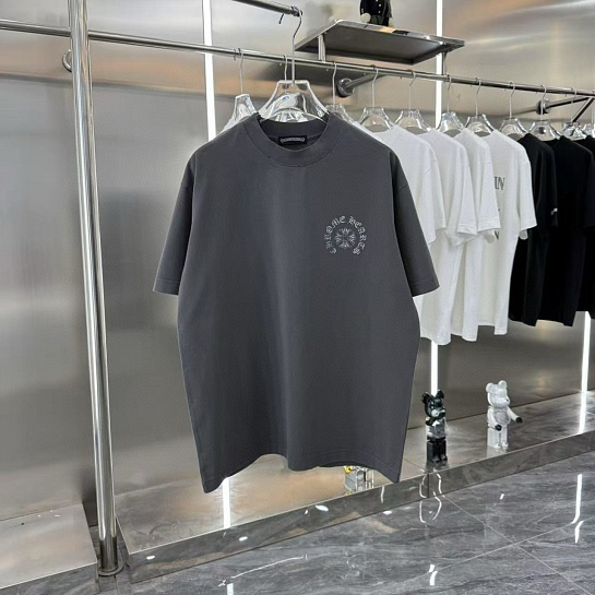 Серая оверсайз футболка Chrome Hearts Premium